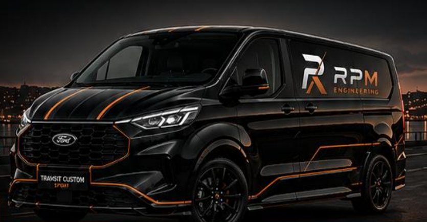 Fourgon RPM Engineering noir avec filets cuivre