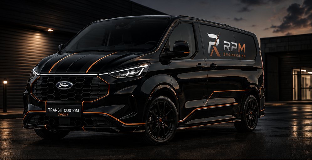 Fourgon atelier mobile RPM Engineering, noir avec filets cuivre